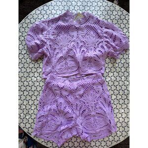 Lavender Lace 2-Piece Set With Back Zipper Top & Shorts NWT ADD CONFDT Size L